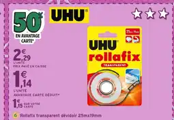 Intermarché Hyper UHU Rollafix transparent dévidoir 25mx19mm offre