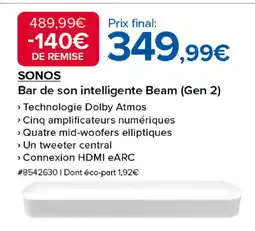 Costco SONOS Bar de son intelligente Beam (Gen 2) offre