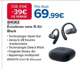 Costco SHOKZ Écouteurs sans fil Air Black offre
