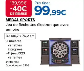 Costco MEDAL SPORTS Jeu de fléchettes électronique avec armoire offre