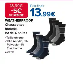 Costco WEATHERPROOF Chaussettes homme, lot de 4 paires offre