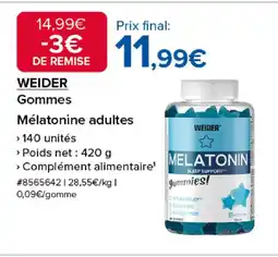 Costco WEIDER Gommes Mélatonine adultes offre