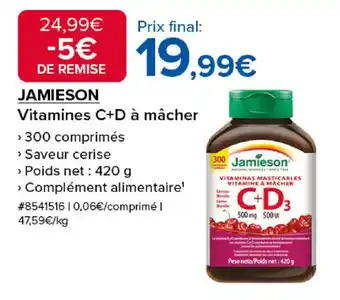 Costco JAMIESON Vitamines C+D à mâcher offre
