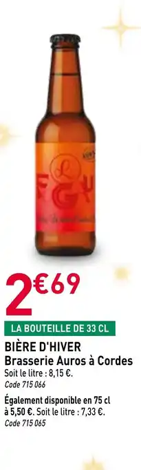 RAGT Jardin & Maison BRASSERIE AUROS Á CORDES Bière d'hiver offre