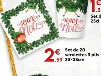 Maxi Bazar Set de 20 serviettes 3 plis offre