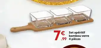 Maxi Bazar Set apéritif bambou verre 4 pièces offre