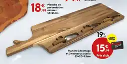 Maxi Bazar Planche à fromage et 3 couteaux acacia offre