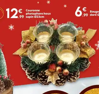 Maxi Bazar Couronne photophore houx sapin offre