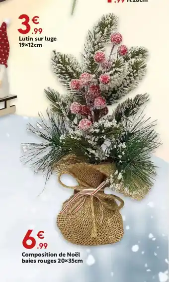 Maxi Bazar Composition de Noël baies rouges offre