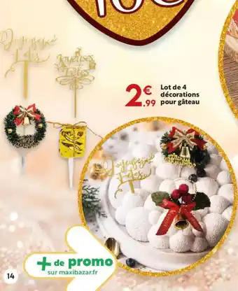 Maxi Bazar Lot de 4 décorations pour gâteau offre