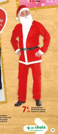 Maxi Bazar Déguisement Père Noël adulte homme 5 pièces offre