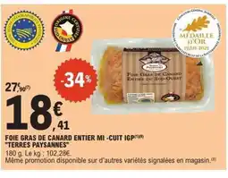 E.Leclerc Express TERRES PAYSANNES Foie gras de canard entier mi-cuit igp offre