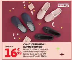 Auchan ISOTONER Chausson femme ou homme offre