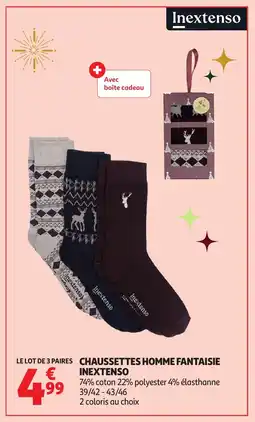 Auchan INEXTENSO Chaussettes homme fantaisie offre