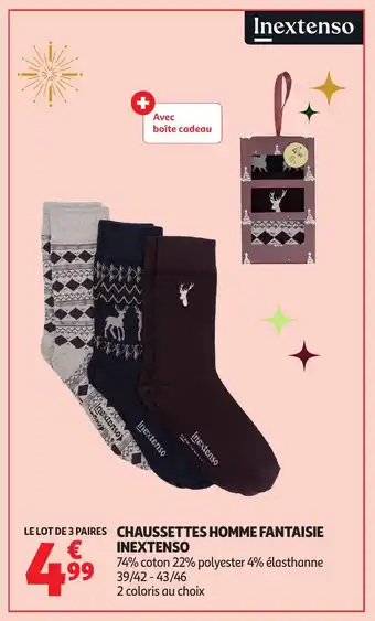 Auchan INEXTENSO Chaussettes homme fantaisie offre