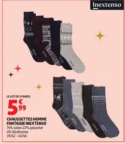 Auchan INEXTENSO Chaussettes homme fantaisie offre
