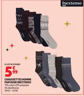 Auchan INEXTENSO Chaussettes homme fantaisie offre
