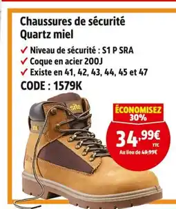 Screwfix Quartz chaussures de sécurité quartz miel offre