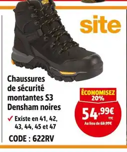 Screwfix Site chaussures de sécurité montantes s3 densham noires offre