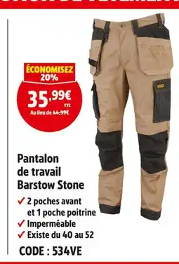 Screwfix Barstow stone pantalon de travail offre