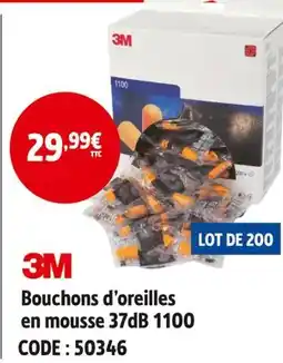 Screwfix 3m bouchons d'oreilles en mousse 37db 1100 offre