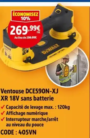 Screwfix Dewalt ventouse dce590n-xj xr 18v sans batterie offre