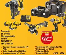 Screwfix Dewalt ensemble de 4 outils électroportatifs sans fil dck428p3t 18v li-ion xr offre