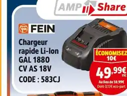 Screwfix Fein chargeur rapide li-ion gal 1880 cv as 18v offre