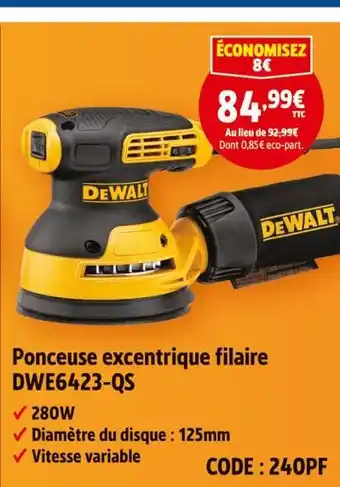 Screwfix Dewalt ponceuse excentrique filaire offre