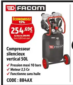 Screwfix Facom compresseur silencieux vertical 50l offre