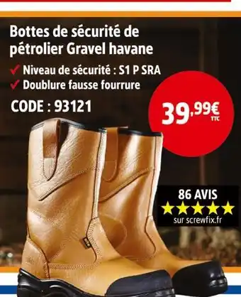 Screwfix Bottes de sécurité de pétrolier gravel havane offre