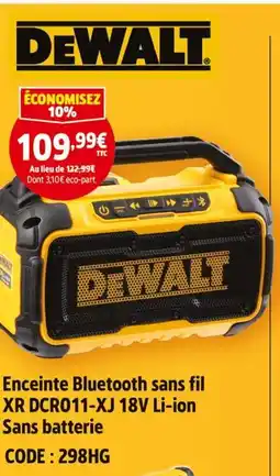 Screwfix Dewalt enceinte bluetooth sans fil xr dcr011-xj offre