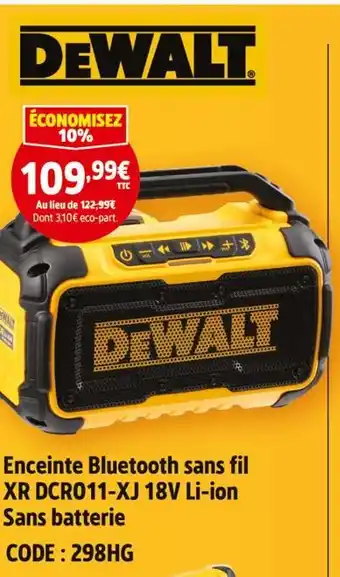 Screwfix Dewalt enceinte bluetooth sans fil xr dcr011-xj offre