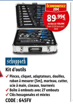 Screwfix Scheppach kit d’outils offre