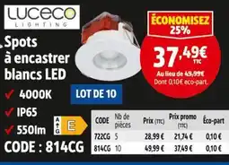 Screwfix Luceco lighting spots à encastrer blancs led offre