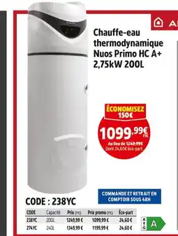Screwfix Chauffr-eau thermodynamique nuos primp offre