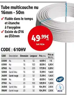 Screwfix Tube multicouche nu 16mm - 50m offre