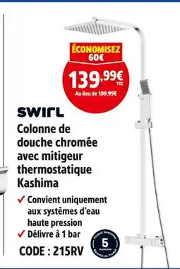 Screwfix Swirl colonne de douche chromée avec mitigeur thermostatique kashima offre
