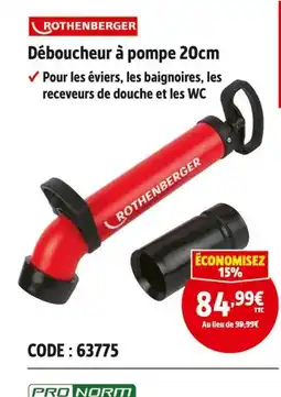 Screwfix Rothenberger déboucheur à pompe 20cm offre
