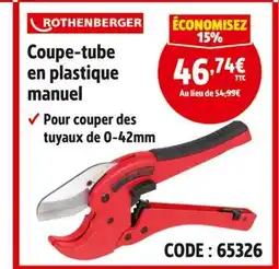 Screwfix Rothenberger coupe-tube en plastique manuel offre