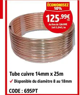 Screwfix Tube cuivre 14mm x 25m offre