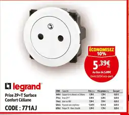 Screwfix Legrand prise 2p+t surface confort céliane offre