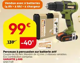 Weldom Essential by worx perceuse à percussion sur batterie 20v offre