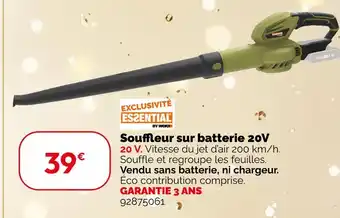 Weldom Essential by worx souffleur sur batterie 20v offre