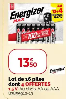 Weldom Energizer lot de 16 piles dont 4 offertes offre