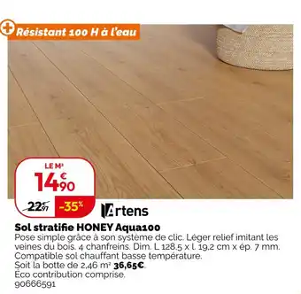 Weldom Artens sol stratifié honey aqua100 offre