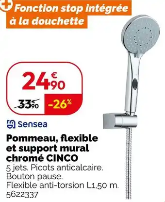 Weldom Sensea pommeau, flexible et support mural chromé cinco offre