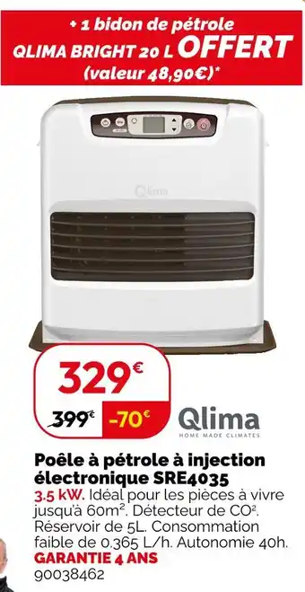 Weldom Qlima poêle à pétrole à injection électronique sre4035 offre