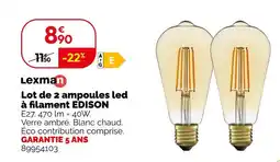 Weldom Lexman lot de 2 ampoules led à filament edison offre