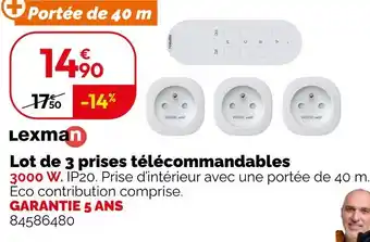 Weldom Lexman lot de 3 prises télécommandables offre